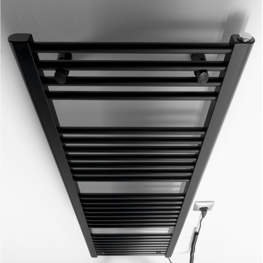 Aqualine - Badkamer elektrisch radiator DIRECT-E 400W/230V 132 cm mat zwart Recht