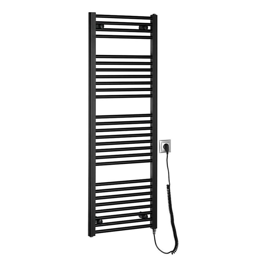 Aqualine - Badkamer elektrisch radiator DIRECT-E 400W/230V 132 cm mat zwart Recht