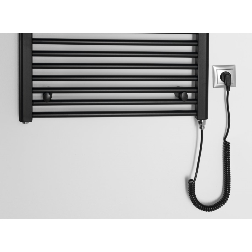 Aqualine - Badkamer elektrisch radiator DIRECT-E 400W/230V 96 cm mat zwart Recht