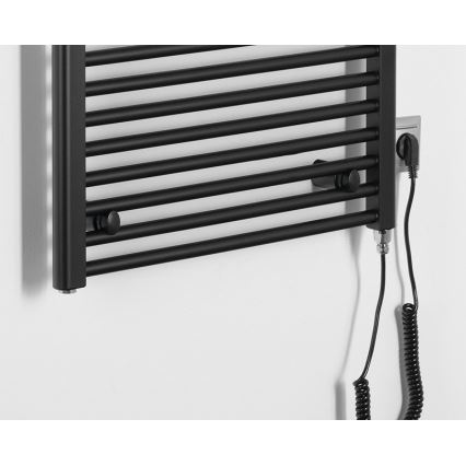 Aqualine - Badkamer elektrisch radiator DIRECT-E 600W/230V 132 cm mat zwart Recht