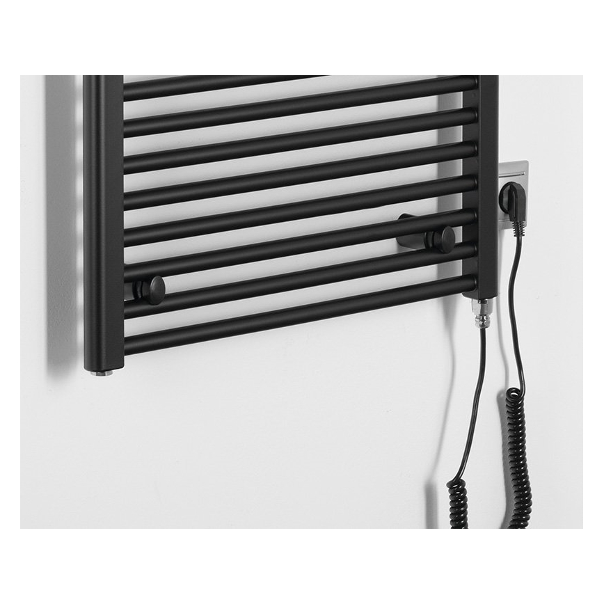 Aqualine - Badkamer elektrisch radiator DIRECT-E 600W/230V 132 cm mat zwart Recht