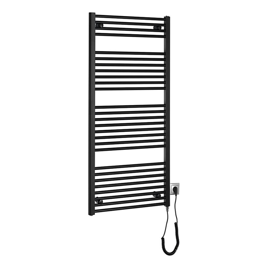 Aqualine - Badkamer elektrisch radiator DIRECT-E 600W/230V 132 cm mat zwart Recht