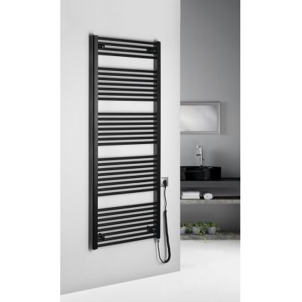 Aqualine - Badkamer elektrisch radiator DIRECT-E 800W/230V 168 cm mat zwart Recht