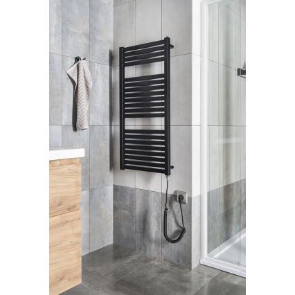 Aqualine - Badkamer elektrisch radiator TONDI-E 300W/230V 97 cm mat zwart Recht