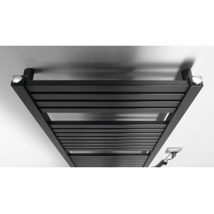 Aqualine - Badkamer elektrisch radiator TONDI-E 300W/230V 97 cm mat zwart Recht
