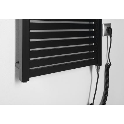 Aqualine - Badkamer elektrisch radiator TONDI-E 300W/230V 97 cm mat zwart Recht