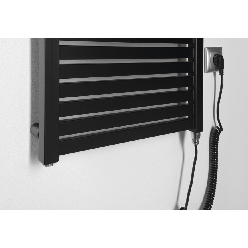 Aqualine - Badkamer elektrisch radiator TONDI-E 300W/230V 97 cm mat zwart Recht
