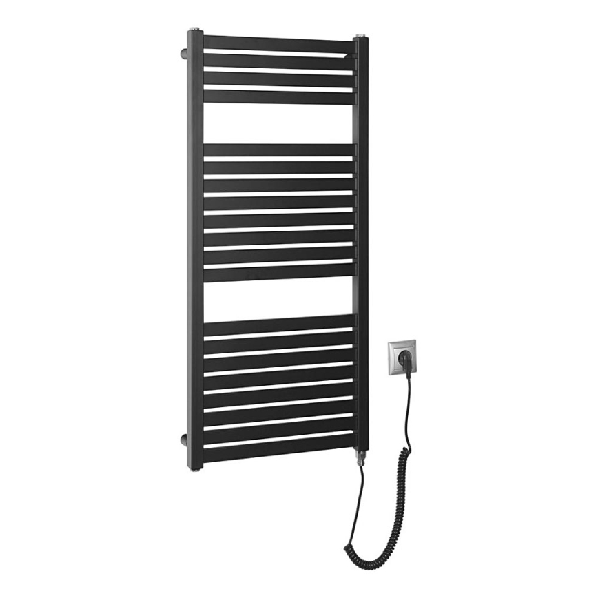 Aqualine - Badkamer elektrisch radiator TONDI-E 300W/230V 97 cm mat zwart Recht