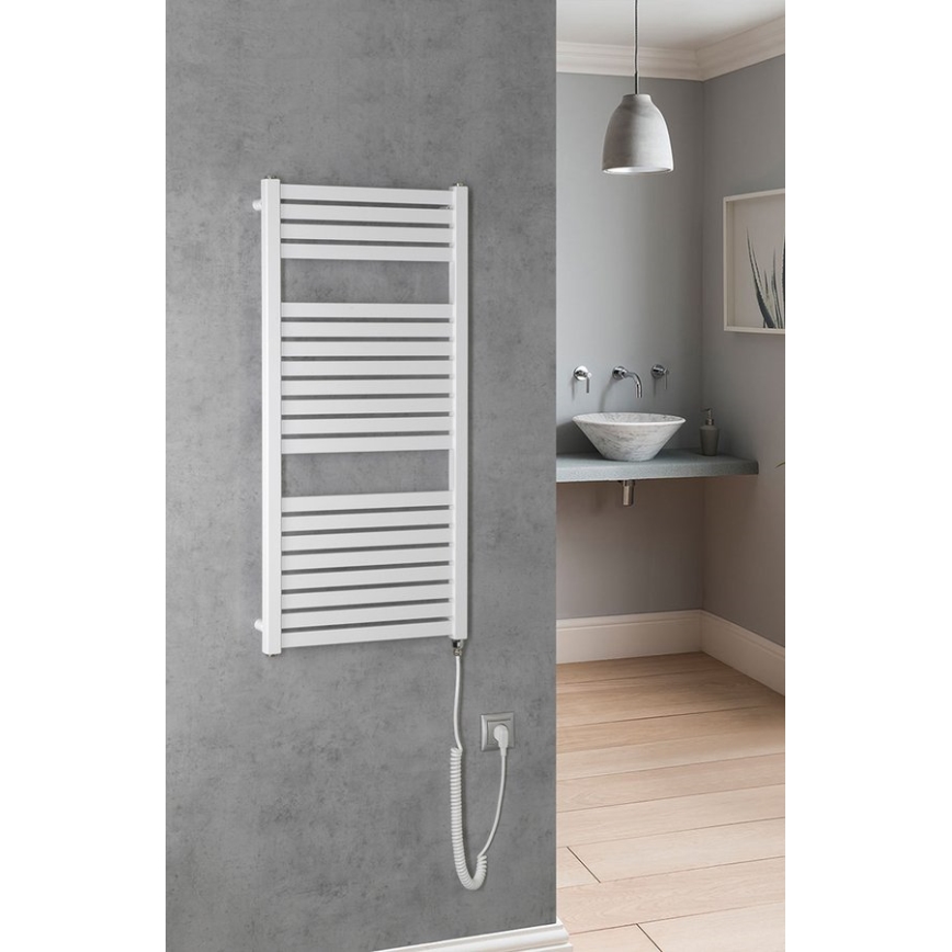 Aqualine - Badkamer elektrisch radiator TONDI-E 300W/230V 97 cm wit Recht