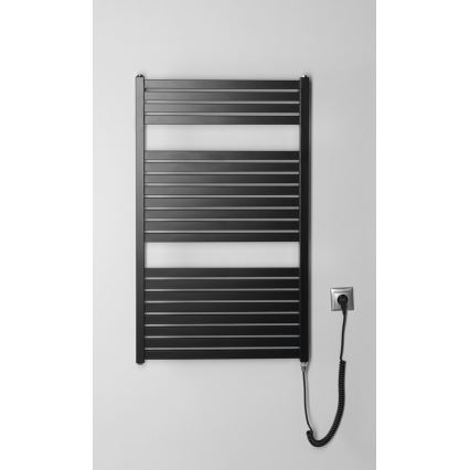Aqualine - Badkamer elektrisch radiator TONDI-E 400W/230V 97 cm mat zwart Recht