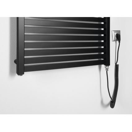 Aqualine - Badkamer elektrisch radiator TONDI-E 400W/230V 97 cm mat zwart Recht