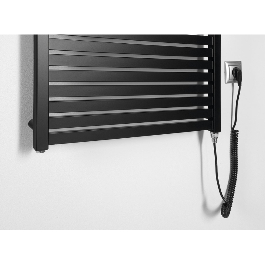 Aqualine - Badkamer elektrisch radiator TONDI-E 400W/230V 97 cm mat zwart Recht