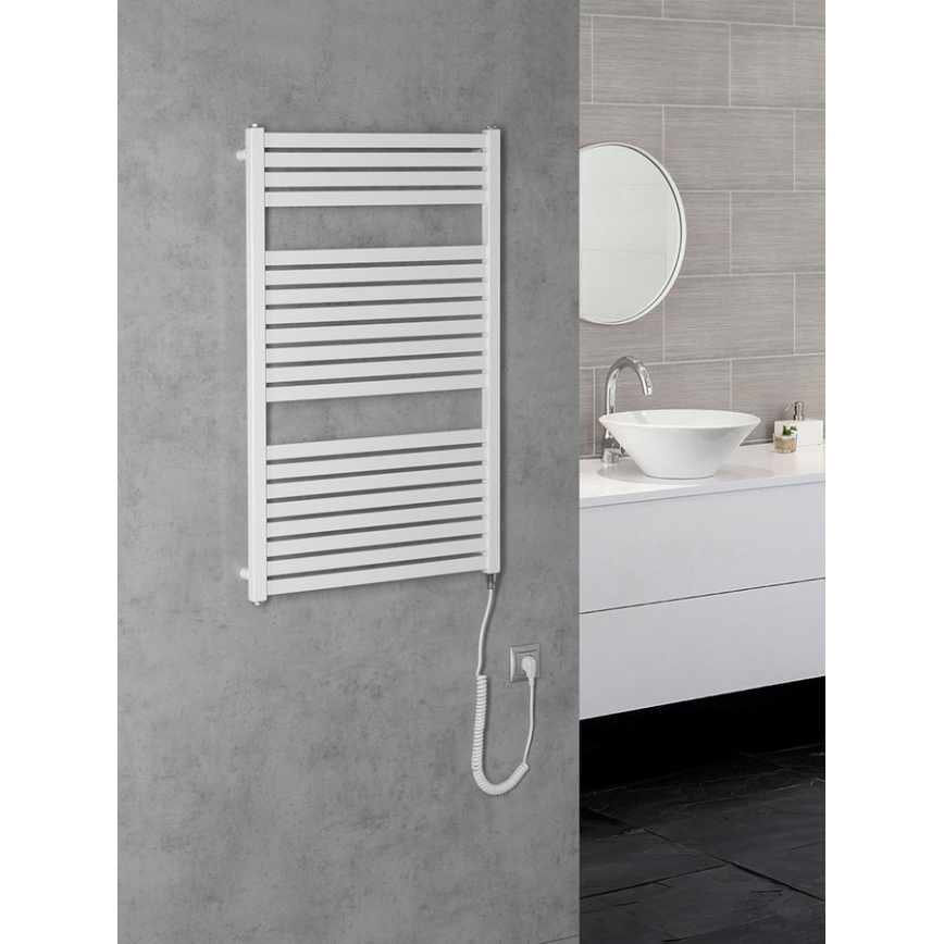 Aqualine - Badkamer elektrisch radiator TONDI-E 400W/230V 97 cm wit Recht