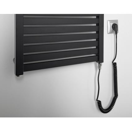 Aqualine - Badkamer elektrisch radiator TONDI-E 500W/230V 133 cm mat zwart Recht