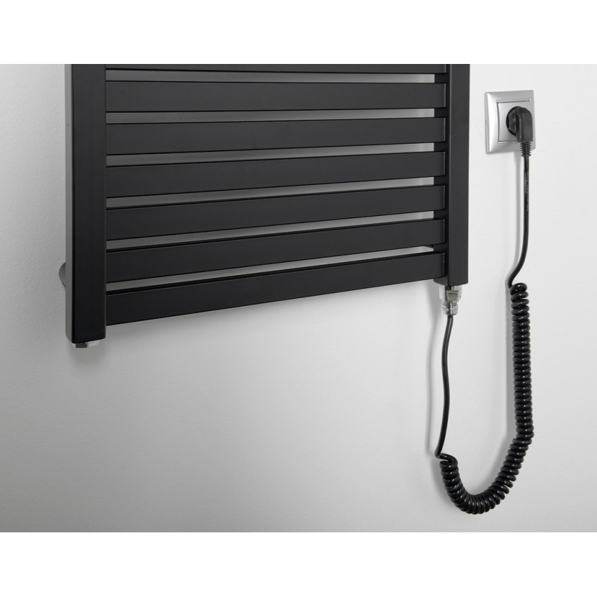 Aqualine - Badkamer elektrisch radiator TONDI-E 500W/230V 133 cm mat zwart Recht