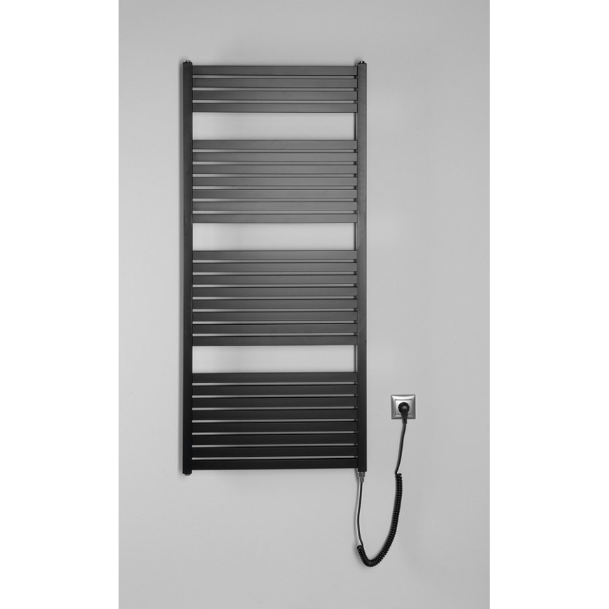 Aqualine - Badkamer elektrisch radiator TONDI-E 600W/230V 133 cm mat zwart Recht