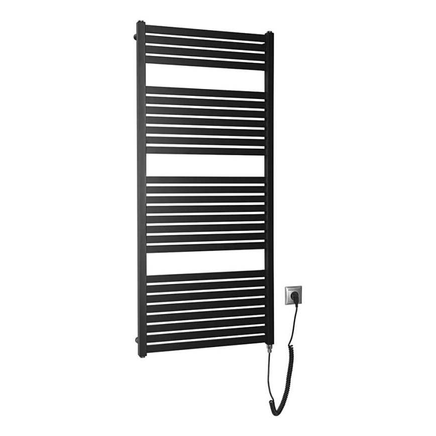 Aqualine - Badkamer elektrisch radiator TONDI-E 600W/230V 133 cm mat zwart Recht
