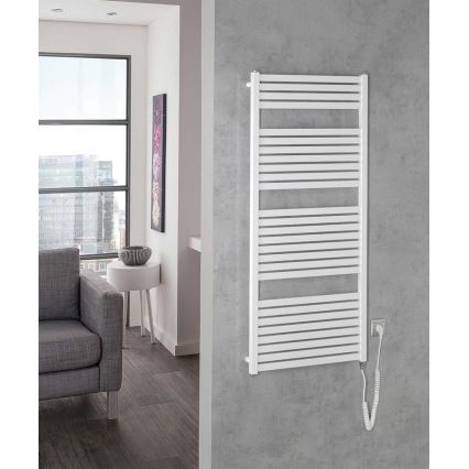 Aqualine - Badkamer elektrisch radiator TONDI-E 600W/230V 133 cm wit Recht