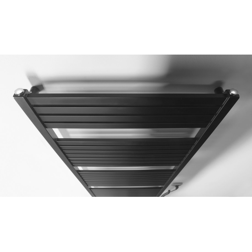 Aqualine - Badkamer elektrisch radiator TONDI-E 600W/230V 169 cm mat zwart Recht
