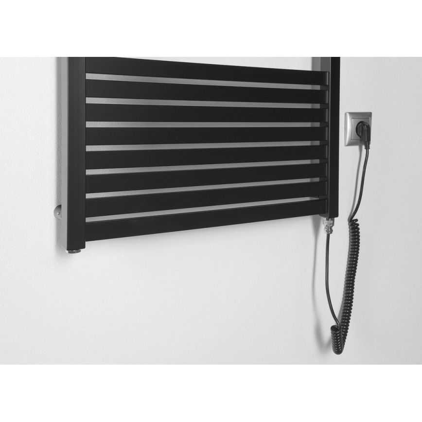 Aqualine - Badkamer elektrisch radiator TONDI-E 600W/230V 169 cm mat zwart Recht
