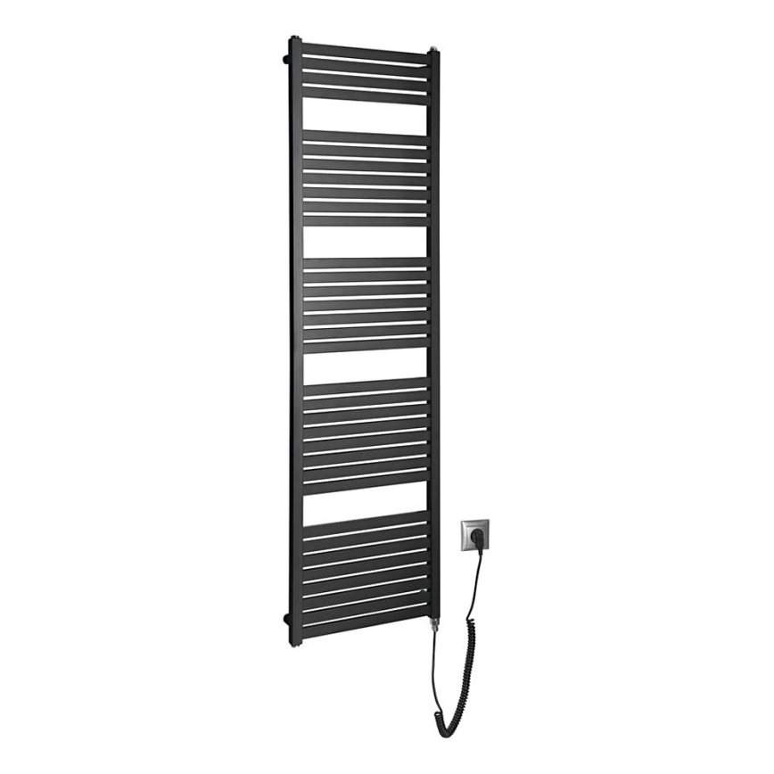 Aqualine - Badkamer elektrisch radiator TONDI-E 600W/230V 169 cm mat zwart Recht