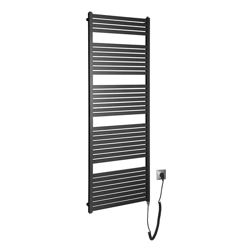Aqualine - Badkamer elektrisch radiator TONDI-E 800W/230V 169 cm mat zwart Recht