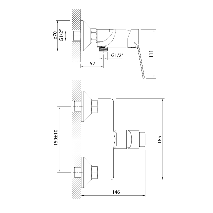 Aqualine - Douchekraan SINTRA glanzend chroom