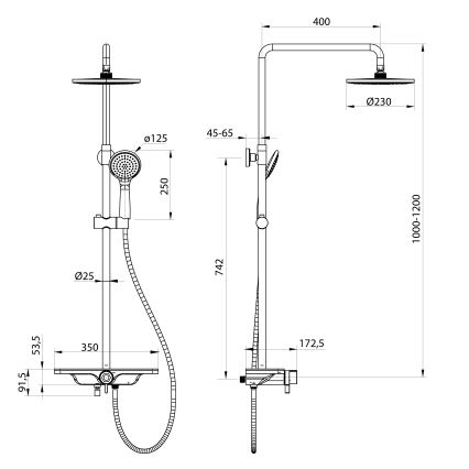 Aqualine - Doucheset met mengkraan ARONA mat zwart