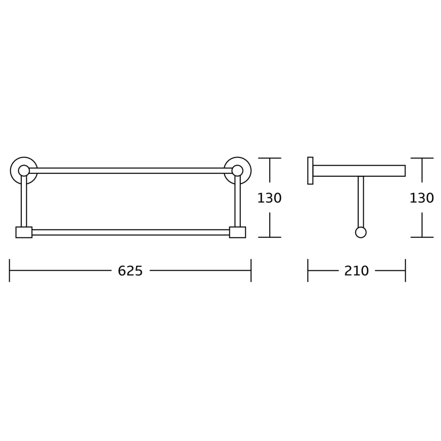 Aqualine - Handdoekhouder voor aan de muur SAMBA 21x62,5 cm zwart