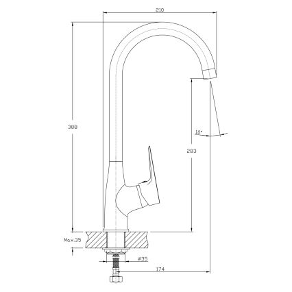Aqualine - Keukenkraan LOTTA glanzend chroom