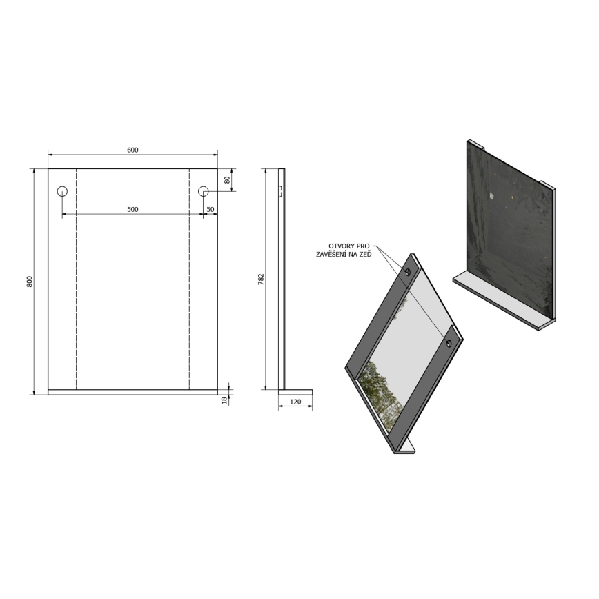 Aqualine - Spiegel BETA 60x80 cm wit