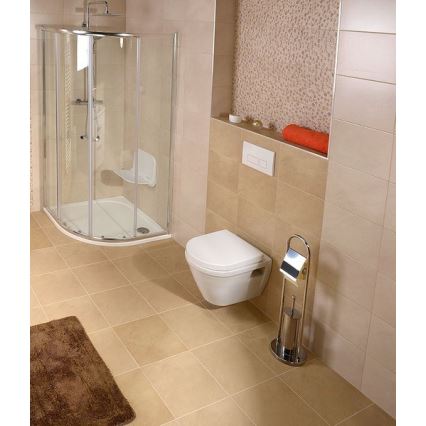 Aqualine - Vrijstaande wc-borstel met wc-rolhouder SAMBA 80x22 cm glanzend chroom