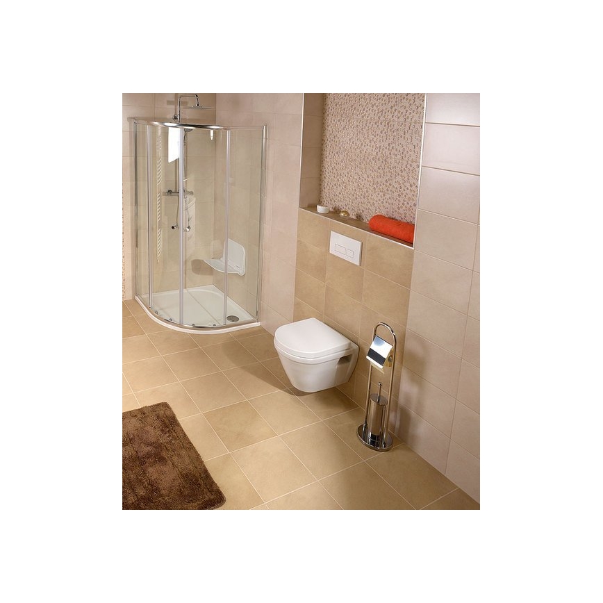 Aqualine - Vrijstaande wc-borstel met wc-rolhouder SAMBA 80x22 cm glanzend chroom