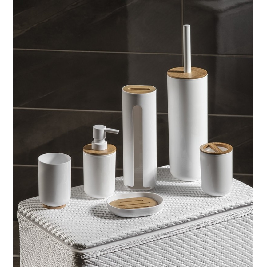 Aqualine - Tandenborstelhouder SNOW wit/bamboe