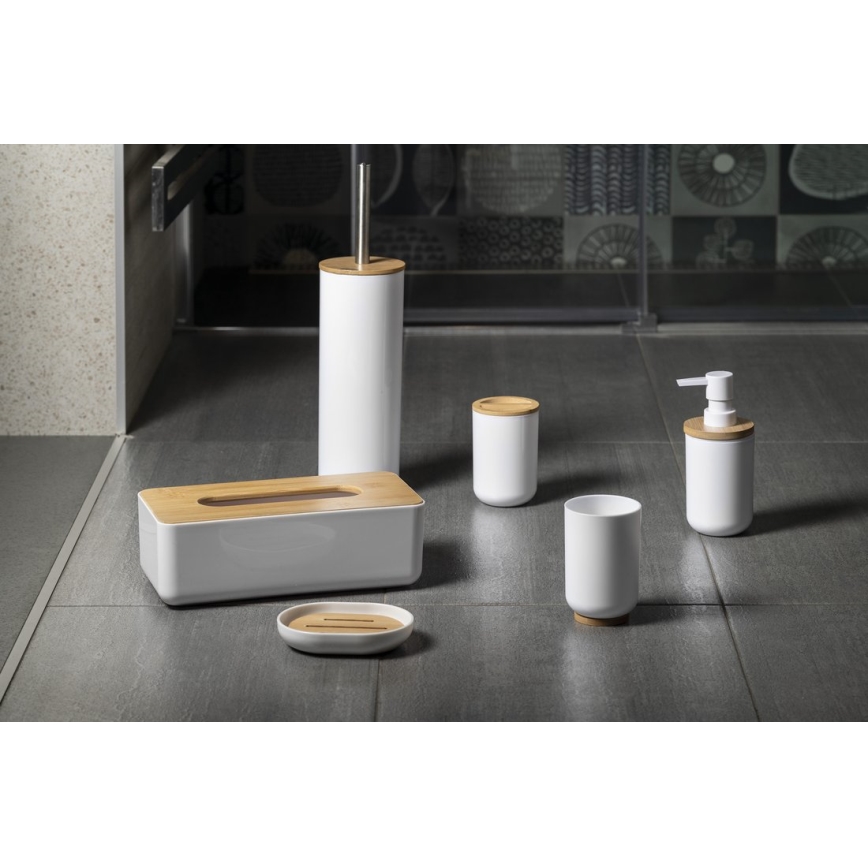 Aqualine - Tandenborstelhouder SNOW wit/bamboe