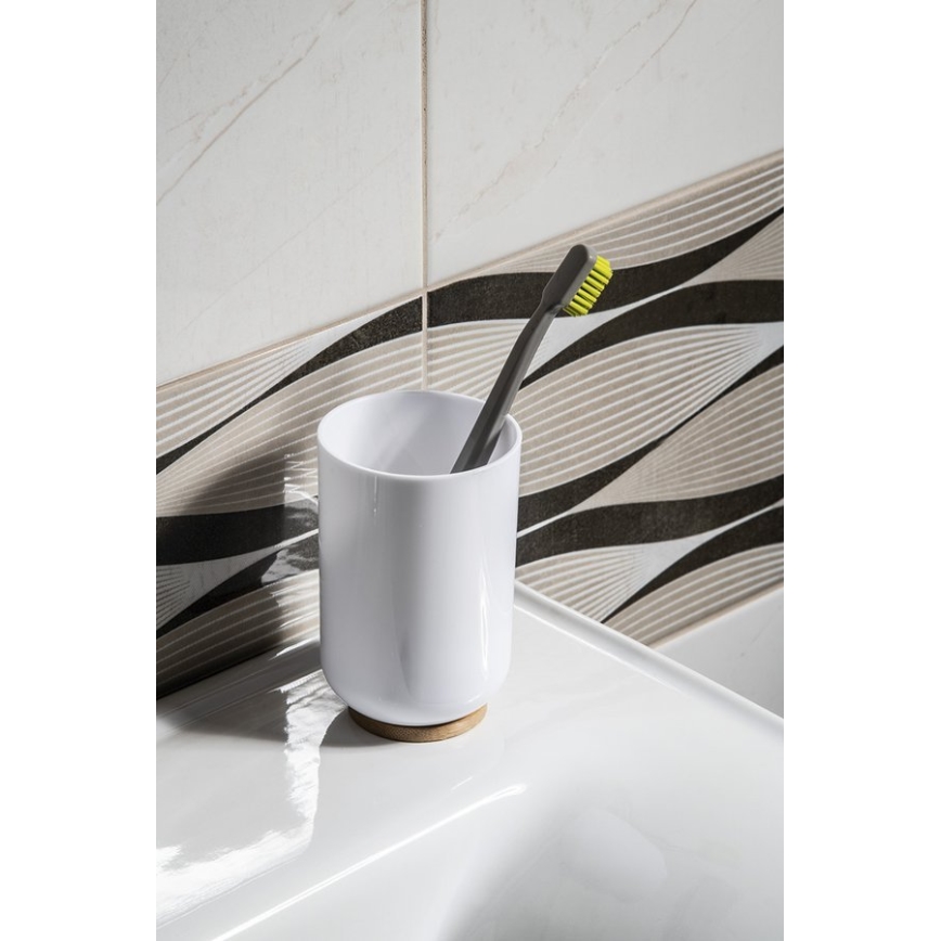 Aqualine - Tandenborstelhouder SNOW wit/bamboe