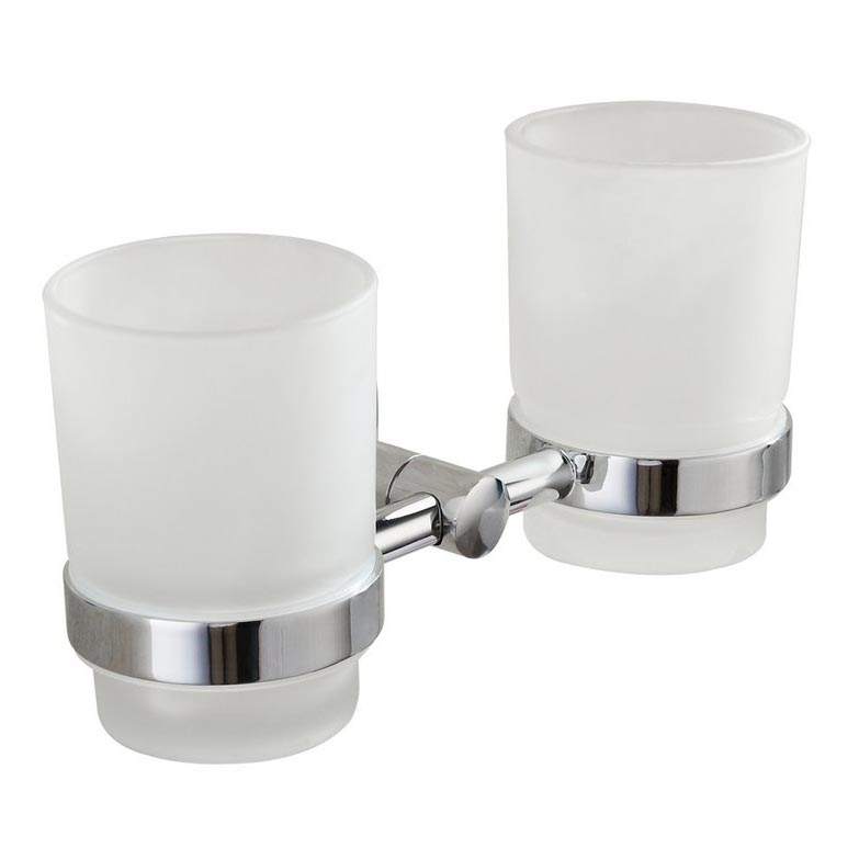 Aqualine - Tandenborstelhouder voor aan de muur SAMBA melkachtig glas/glanzend chroom