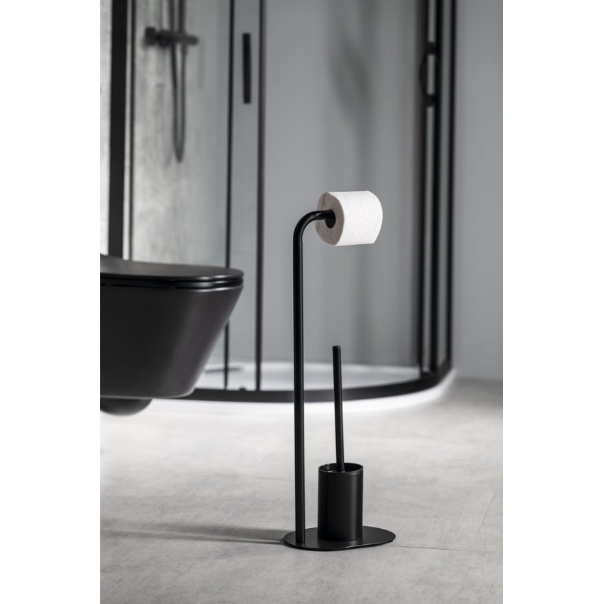 Aqualine - Toiletpapier en toiletborstelhouder SAMBA zwart