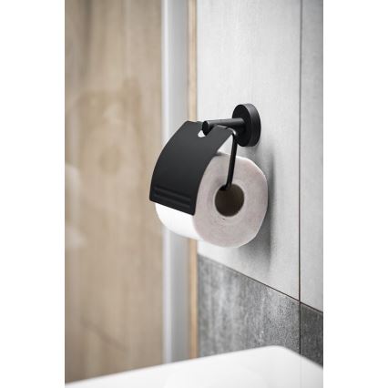 Aqualine - Toiletpapierhouder met deksel SAMBA zwart