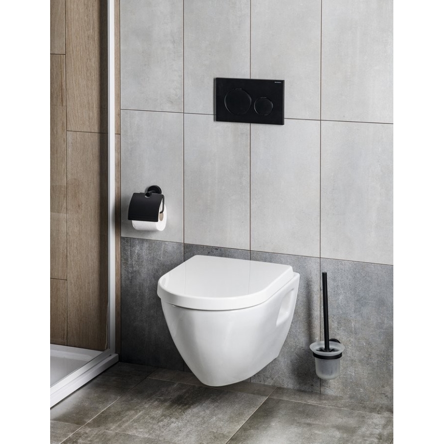 Aqualine - Toiletpapierhouder met deksel SAMBA zwart