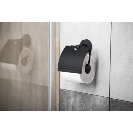 Aqualine - Toiletpapierhouder met deksel SAMBA zwart