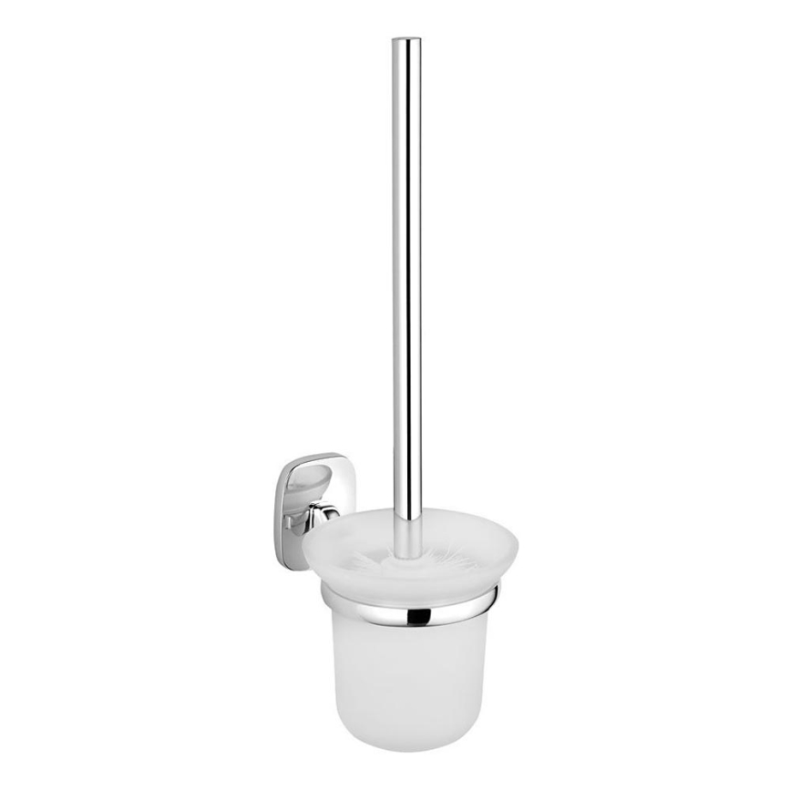 Aqualine - Wandgemonteerde toiletborstel RUMBA melkachtig glas/glanzend chroom