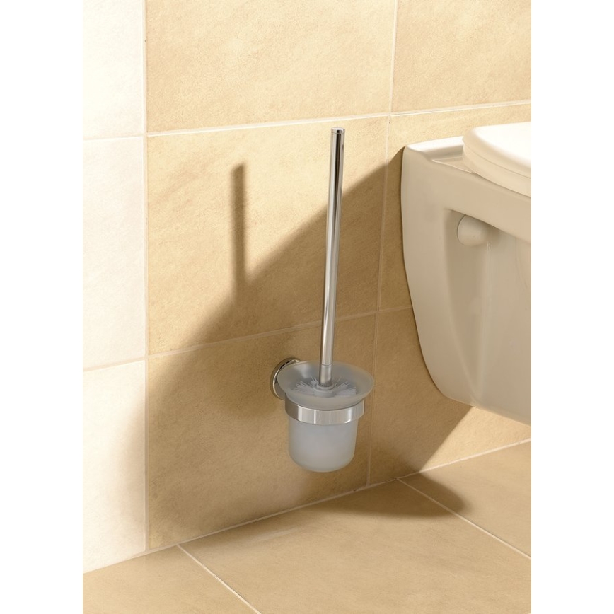 Aqualine - Wandgemonteerde toiletborstel SAMBA melkachtig glas/glanzend chroom