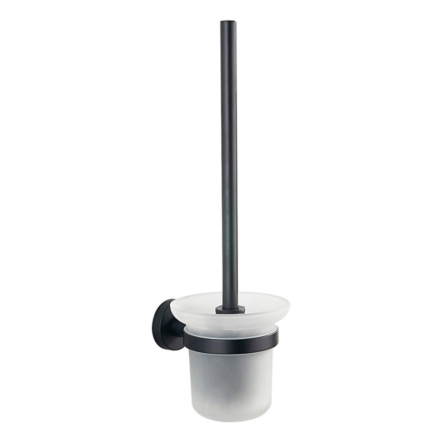 Aqualine - Wandgemonteerde toiletborstel SAMBA melkachtig glas/mat zwart