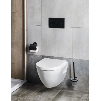 Aqualine - Wandgemonteerde toiletborstel SAMBA melkachtig glas/mat zwart