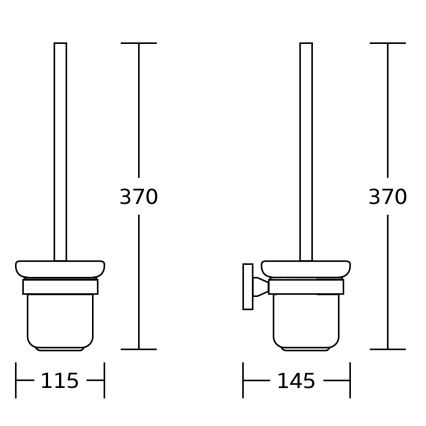 Aqualine - Wandgemonteerde toiletborstel SAMBA melkachtig glas/mat zwart
