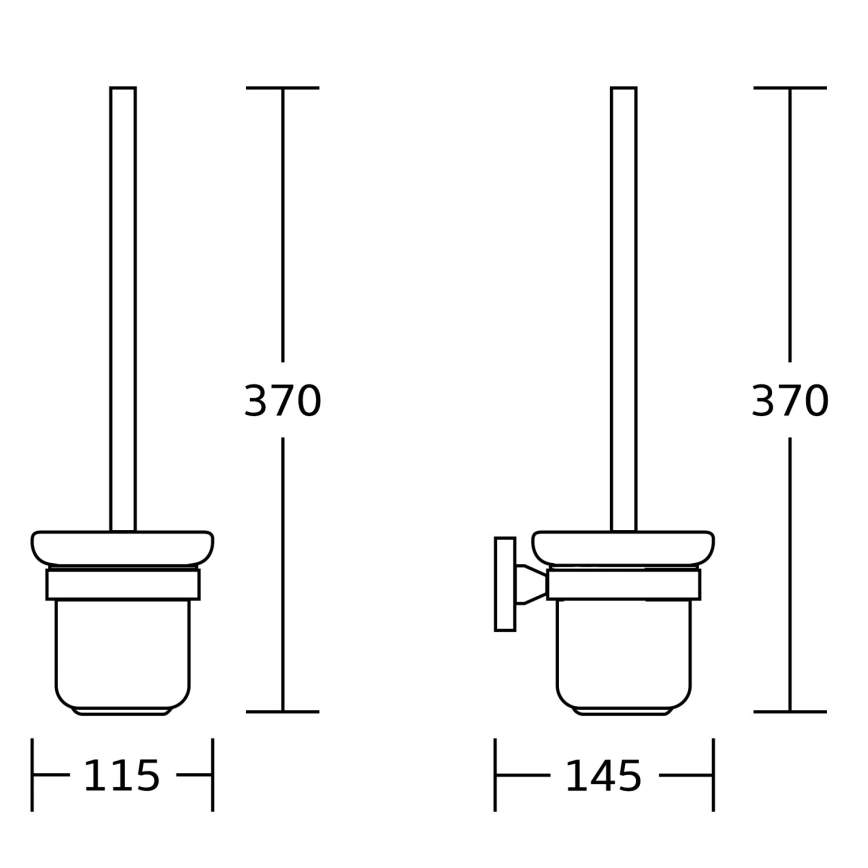 Aqualine - Wandgemonteerde toiletborstel SAMBA melkachtig glas/mat zwart
