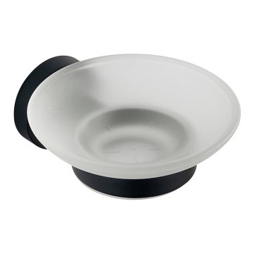 Aqualine - Wandzeepbakje  SAMBA melkachtig glas/mat zwart