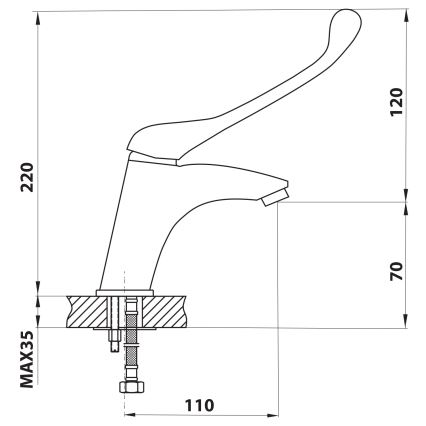 Aqualine - Wastafelmengkraan KASIOPEA 22 cm glanzend chroom