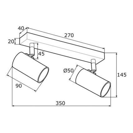 Argon 0891 - Zwarte koperen spot LAGOS 2x GU10 / 5W / 230V